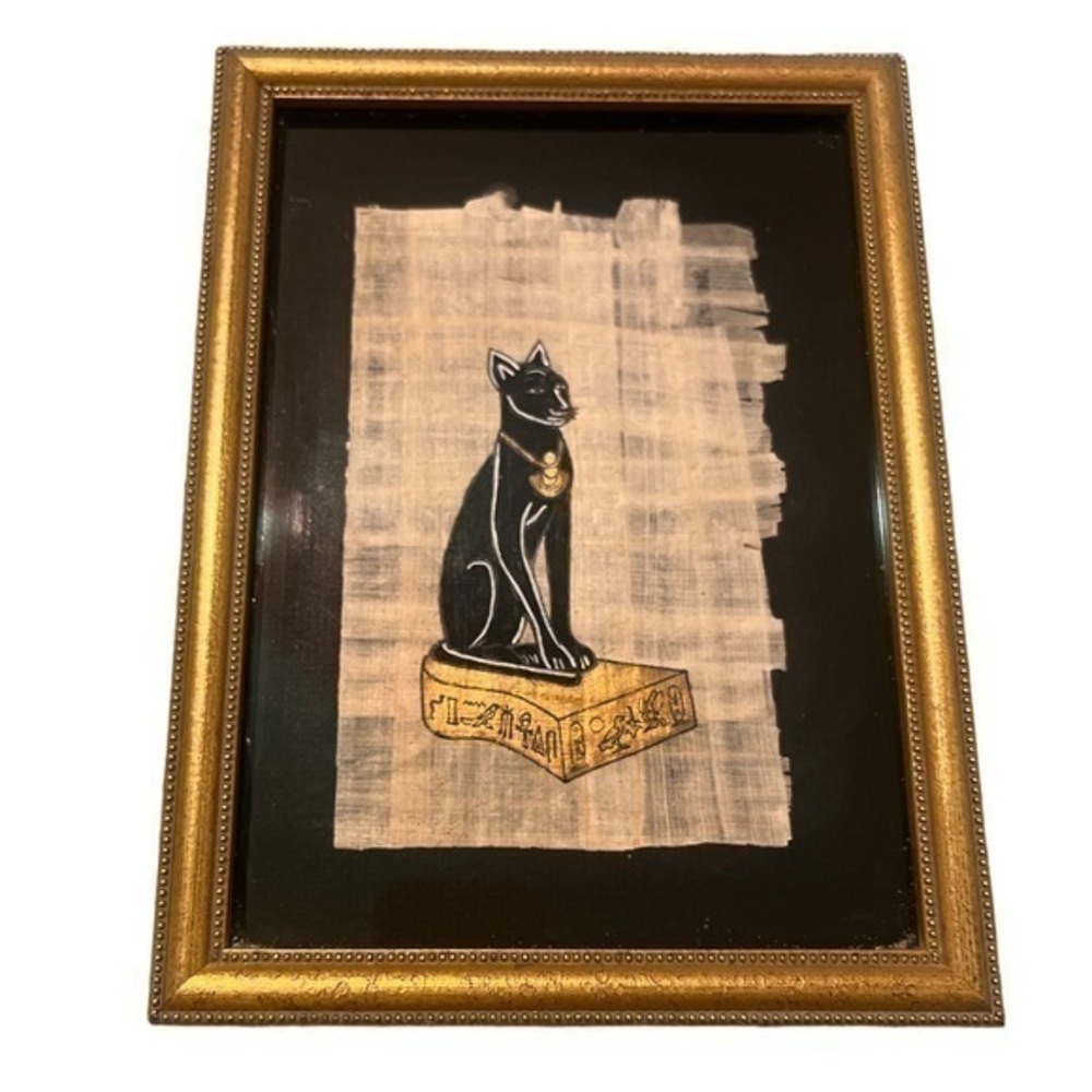 Ancient Egyptian cat papyrus painting picture